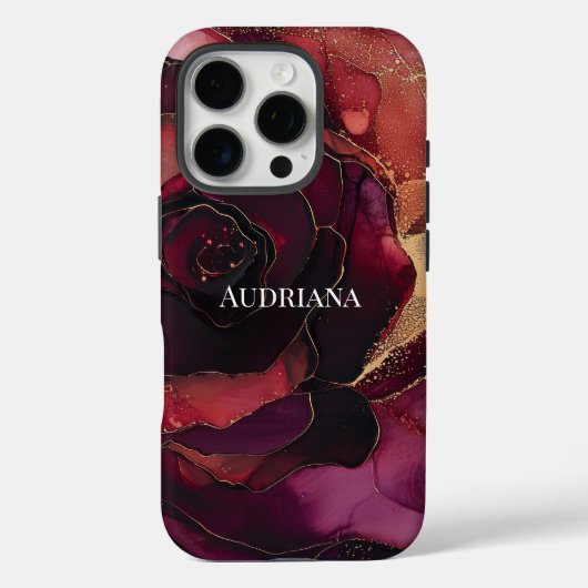 Bourgogne Roze Gouden Bloem Case-Mate iPhone Case (Achterkant)