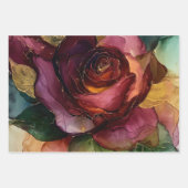 Bourgogne Roze Gouden Bloem Inpakpapier Vel (Voorkant 3)