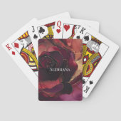 Bourgogne Roze Gouden Bloem Pokerkaarten (Achterkant)