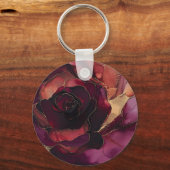 Bourgogne Roze Gouden Bloem Sleutelhanger (Achterkant)