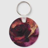 Bourgogne Roze Gouden Bloem Sleutelhanger (Achterkant)