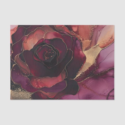 Bourgogne Roze Gouden Bloem Tissuepapier