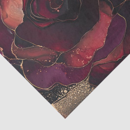 Bourgogne Roze Gouden Bloem Tissuepapier (Detail)