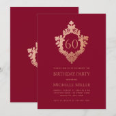 Bourgogne roze kuif Elegant Vrouwelijk 60e Verjaar Kaart (Voorkant / Achterkant)
