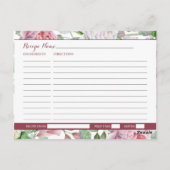 Bourgogne Roze Land Roos Bloemen Recept Kaart (Achterkant)