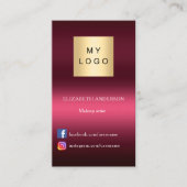 Bourgogne roze logo Qr code social media Visitekaartje (Voorkant)