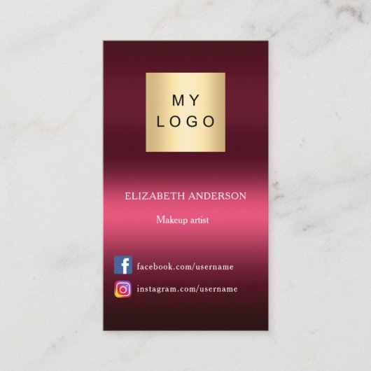 Bourgogne roze logo Qr code social media Visitekaartje (Voorkant)