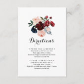 Bourgogne Roze Marine Bloemen Bruiloft Routebeschr Informatiekaartje (Voorkant)