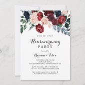 Bourgogne Roze Marine Bloemen Housewarming Party Kaart (Voorkant)