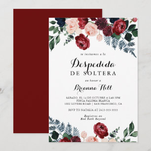 Bourgogne Roze Marine Bloemen Spaans Vrijgezellenf Kaart