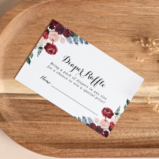 Bourgogne Roze Marine Bloemenluier Raffle Ticket Informatiekaartje