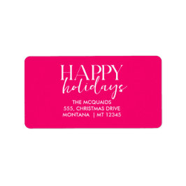 Bourgogne Roze Moderne Geometrische Kerstmis Etiket