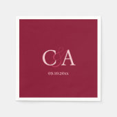 Bourgogne roze monogram bruiloft servet (Voorkant)