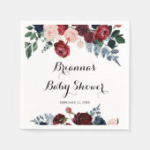 Bourgogne Roze Navy Bloemen Baby shower Servet (Voorkant)