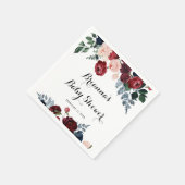 Bourgogne Roze Navy Bloemen Baby shower Servet (Hoek)