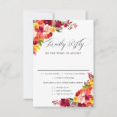 Bourgogne Roze Oran Wedding RSVP Kaart, Maaltijden (Voorkant)