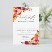 Bourgogne Roze Oran Wedding RSVP Kaart, Maaltijden (Staand voorkant)