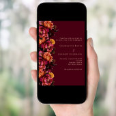 Bourgogne roze perzik bloemen luxe bruiloft kaart