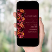 Bourgogne roze perzik bloemenbruiloft RSVP Kaart