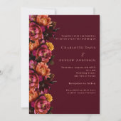 Bourgogne roze perzik bloemenbruiloft RSVP Kaart (Voorkant)