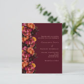 Bourgogne roze perzik bloemenbruiloft uitnodiging (Staand voorkant)