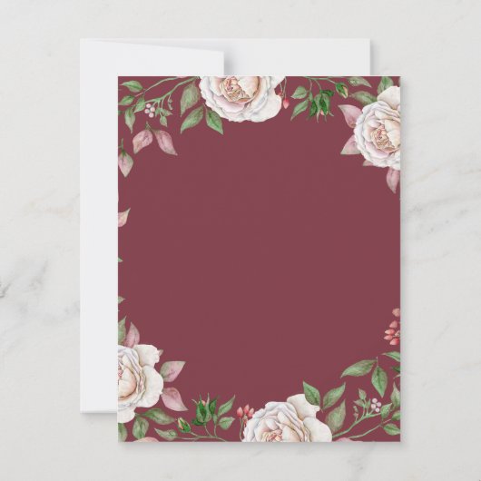 Bourgogne Roze Rose Bloemen Bruiloft Save the Date (Achterkant)