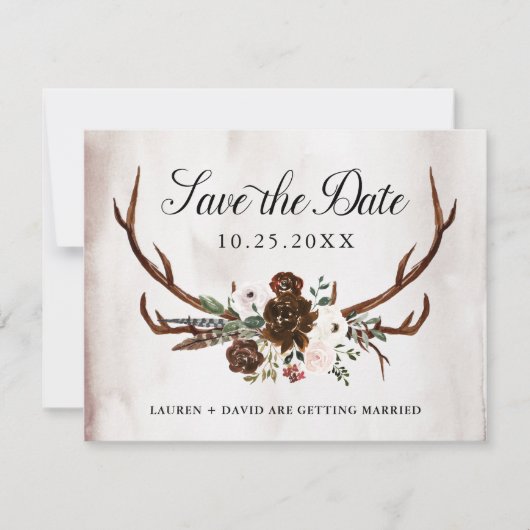 Bourgogne Roze Rose Bloemen Bruiloft Save the Date Aankondiging (Voorkant)