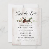 Bourgogne Roze Rose Bloemen Bruiloft Save the Date Aankondiging (Achterkant)