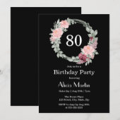 Bourgogne Roze Rose Elegante Flora 80ste verjaarda Kaart (Voorkant / Achterkant)