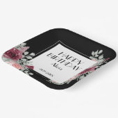 Bourgogne Roze Rose Flora Zwart Gelukkige Verjaard Papieren Bordje (Gebogen)