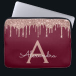 Bourgogne Roze Rose Goud Glitter Sparkle Monogram Laptop Sleeve<br><div class="desc">Bourgondië en Roze - Roos Gold Faux Dripping Modern en Elegant Girly Glitter en Sparkle Elegant Monogram Hoesje. Dit hoesje kan worden aangepast om uw initiaal en voornaam op te nemen.</div>