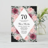 Bourgogne Roze Rose groen 70e verjaardag Kaart (Staand voorkant)