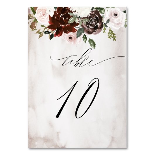 Bourgogne Roze Rose Waterverf Bloemen No 10 Bruilo Kaart (Voorkant)