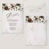 Bourgogne Roze Rose Waterverf Bloemen Receptie Informatiekaartje (Voorkant / Achterkant)