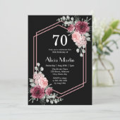 Bourgogne Roze Roze Groen Elegante Flora Verjaarda Kaart (Staand voorkant)