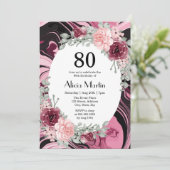 Bourgogne Roze Rozen Flora Marmeren Vloeistof Verj Kaart (Staand voorkant)