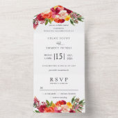 Bourgogne Roze Sinaasappel Geel Bloemen All In One Uitnodiging (Binnen)