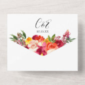 Bourgogne Roze Sinaasappel Geel Bloemen All In One Uitnodiging (Achterkant)