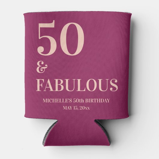 Bourgogne Roze Verjaardag 50 en Fabulous Blikjeskoeler (Voorkant)