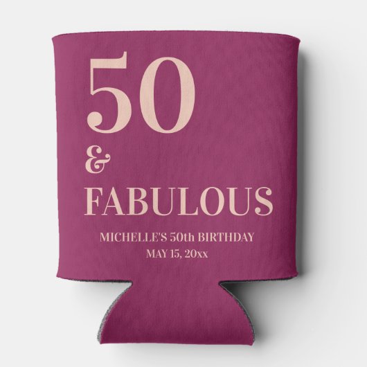 Bourgogne Roze Verjaardag 50 en Fabulous Blikjeskoeler (Achterkant)