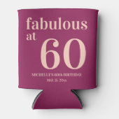 Bourgogne Roze Verjaardag Fabulous op 60 Blikjeskoeler (Voorkant)