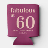 Bourgogne Roze Verjaardag Fabulous op 60 Blikjeskoeler (Achterkant)