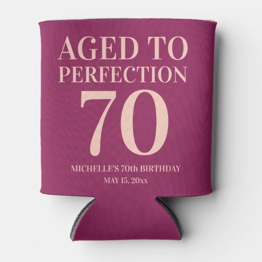 Bourgogne Roze Verjaardag Ouder tot perfectie 70 Blikjeskoeler (Voorkant)