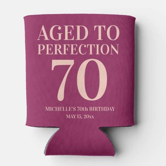 Bourgogne Roze Verjaardag Ouder tot perfectie 70 Blikjeskoeler (Achterkant)
