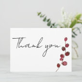 Bourgogne roze waterverf bessen bloemenDank U Kaart (Staand voorkant)