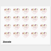 Bourgogne Roze Waterverf Bloemen Dierenprint Hart Sticker (Vel)
