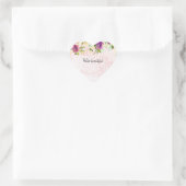 Bourgogne Roze Waterverf Bloemen Dierenprint Hart Sticker (Tas)