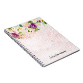 Bourgogne Roze Waterverf Bloemen Dierenprint Notitieboek (Rechterzijde)