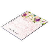 Bourgogne Roze Waterverf Bloemen Dierenprint Notitieboek (Linkerzijde)
