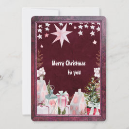 Bourgogne Roze Winter Vakantie wenskaart